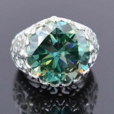 Glamorous Round Cut Lab Grown Statement Ring 13.7 Ct Blue in Sterling Silver picture
