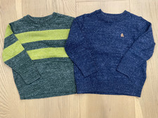 Baby Gap 2 Boys Sweaters Toddler Blue Green Bear Logo Size 2T Warm Lot of 2 picture