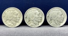 3 Buffalo Nickels 1913 P AU First Year 1918-D & 1926-S Semi-Key Dates picture
