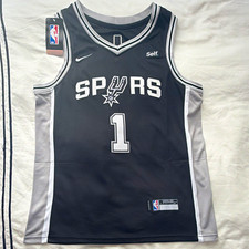 Nike NBA San Antonio Spurs Victor Wembanyama Jersey Black Size YOUTH LARGE New picture