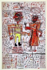 Hand Signed Jean Michel Basquiat - Abstract Art Print Matted 16x20 Frame Ready picture