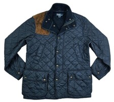 *HOT VTG Men's POLO RALPH LAUREN PARKA HUNTING QUILT LEATHER LINED NAVY Jacket L picture