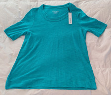 New Chico's NWT woman's size 1(M) Teal Turquoise Cotton Modal Short Sleeve Top picture