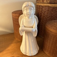 Vintage 1987 Scioto Ceramic Angel Christmas Tree Topper White Glaze 9” picture