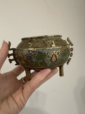Vintage Asian Bronze Enamel Old Incense Pot picture