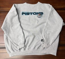 Vintage Starter USA Detroit Pistons NBA Embroidered Crewneck Sweatshirt 4XL  EUC picture