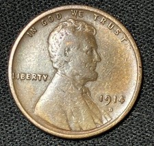 1914 d lincoln cent penny Key Date VF Con Strong D And Very Nice Wheats  (lot 1) picture