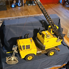 Tonka Vintage Pressed Steel Crane Truck Yellow/Black Construction Vehicle Toy picture