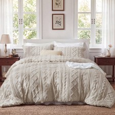 U by Bedsure King Tufted Boho Comforter Set, 3 Pieces, 04 Linen, Natural picture