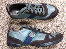 VTG Y2K Diesel Men's ALL Leather w/Suede Stripe Logo Shoes Sz 9 Badge TAG Brown picture