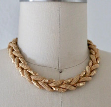 Vintage BOUCHER Signed Gold Tone Chunky Collar Necklace 7809 N Woven Chain picture