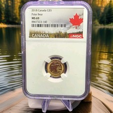 2018 Canadian Gold $5 Polar Bear NGC69 - 1/10th Fine .9999 Gold picture