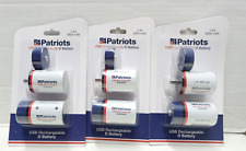LOT of 3 Packages as Shown - 4Patriots USB Rechargeable D Batteries (6 total) picture