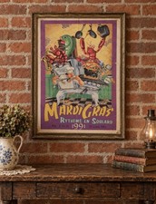 Vintage 1991 Soulard Mardi Gras Poster – St. Louis, MO (Rythems en Soulard) picture