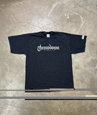 Vintage 2000s Black Punk Rock Metal Throwdown Vendetta Band Tee Grunge Size XL picture