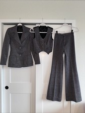 Panhandle Slim Suit Black/Silver Spectacular 1970s Vintage 3 Piece Disco XS picture
