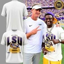 NWT LSU Tigers EST 1860 Vintage Logo White Graphic T-Shirt Full Size picture