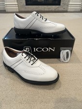 Brand New Footjoy Icon Men’s Golf Shoe Size 8 XW White Leather (Wingtip Saddle) picture