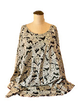 Roaman's NWOT 5X Pullover Black Fancy Paisley Tunic Top Brand New Long Sleeve picture