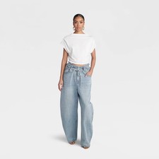 KBB by KAHLANA Women's High Waisted 'The Cut Out Paper Bag Jeans' picture