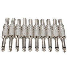 10Pcs Pack 1/4'' 6.35mm Male Mono Monaural Audio Cable Jack Connector Plug US picture