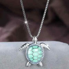 Elegant 925 Sterling Silver Charms Sea Turtle Fashion Jewelry Pendant Necklace picture