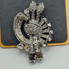 Vintage Eisenberg Original Fur Clip Sterling Silver Rhinestone Signed picture