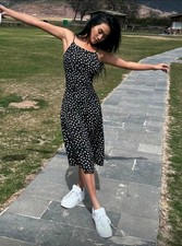 Dazy White and Black Floral Midi Dress (size M) picture