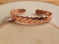 99.99% Solid Pure Copper Magnetic Twist Bracelet Adjustable Open Cuff Unisex picture