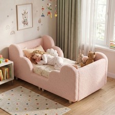 NAIZEA Toddler Bed, Child Bed Kids Teddy Fleece Fabric Standard Crib Toddler Bed picture