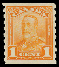 Canada Scott 160, 1 Cent Orange, Mint Very Lightly Hinged, SCV $40.00 picture