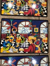 HARD-SURFACE placemats whimsical CAFE SCENE Set of 8 placemats 15.3/4