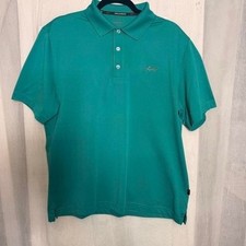 Greg Norman Polo Shirt Men's M Teal Green Short Sleeve Golf Shark Logo picture