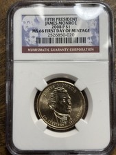 2008 P - $1 JAMES MONROE - NGC MS66 - (1st DAY OF MINTAGE) picture