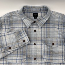 NWT J.Crew Mens Double Knit Work Shirt Jacket Plaid Blue Gray Shacket Top L picture