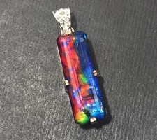 Certified 82.6 Ct Natural Ammolite 925 Silver Emerald Cut Pendant Loose Gemstone picture