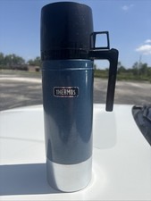 Vintage Thermos Vacuum Bottle Model 2480 King Seeley 1 LT Stainless Steel Blue picture