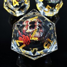 Skull DND Resin Dice Dragon Eye Dice Set 7 PCS Liquid Core Dice Sharp Edged D... picture
