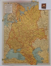 WWII Era 1943 Map Of Stalins Soviet Union W/ 1945 WWII Pin picture