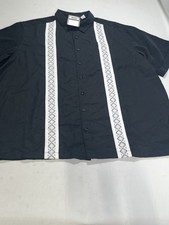 Mens Cafe Luna Black Casual Short Sleeve Button Up Shirt 2XL NEW picture