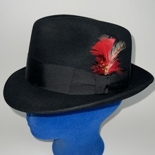 Vintage Dobbs Fifth Avenue NY Jet 707 Genuine Fur Felt Fedora Sz 7 Hat 007 Black picture