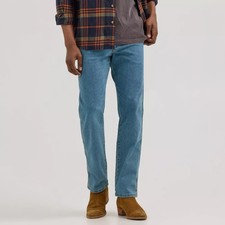 Wrangler Men's Relaxed Fit Straight Jeans: Midweight Denim Stretch Waist Inseam picture