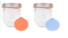 Weck Jelly Jars, WE-762 (2) - + (2) Purekra Silicone Lids - Colors May Vary picture