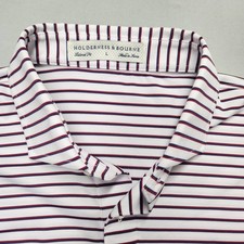 Holderness & Bourne Mens Large Tailored Fit Golf Polo Shirt Striped Red Blue picture