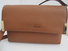 NWT Calvin Klein Caramel Brown Pebbled Crossbody Shoulder Bag Gold Hardware picture