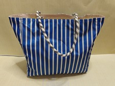 US STOCK & SHIP LeSportsac two-way reversible tote L (white + blue stripe) PCA picture