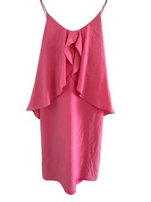 Leona by Lauren Leonard 100% Silk Pink Ruffle Mini Dress Size 2 picture