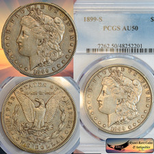 1899 S Morgan Silver Dollar PCGS AU50, Excellent Even Wear, Some Luster, C8550 picture