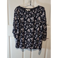 LOFT Navy Floral  Blouse picture