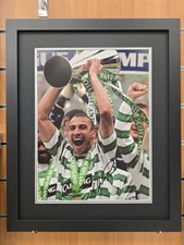 HENRIK LARSSON SIGNED & FRAMED 18x12 CELTIC LEAGUE CHAMPIONS PICTURE PROOF & COA picture